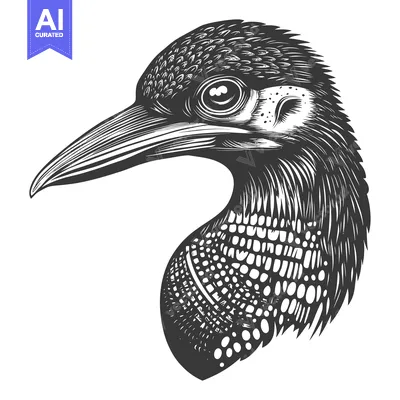 Aset premium populer: Detailed Black and White Illustration of a Bird's Head