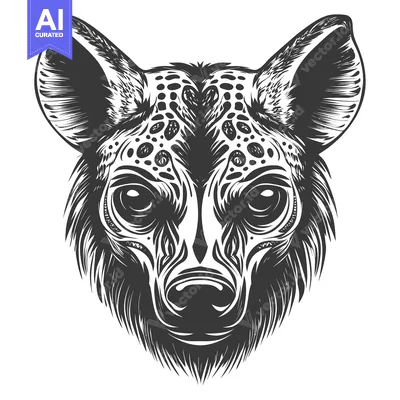 Aset premium populer: Detailed Black and White Illustration of a Hyena Head
