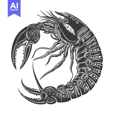 Aset premium populer: Detailed Black and White Illustration of a Lobster