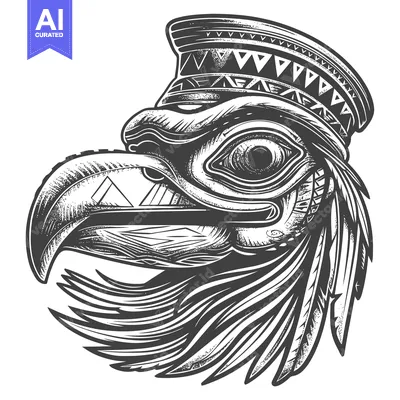 Aset premium populer: Detailed black and white illustration of an eagle head with a feathere