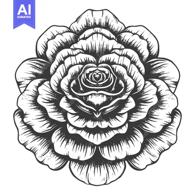 Aset premium populer: Detailed Black and White Illustration of a Rose