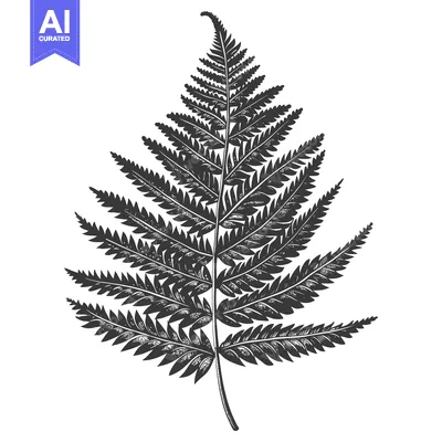 Aset premium populer: Detailed Black and White Illustration of a Single Fern Leaf