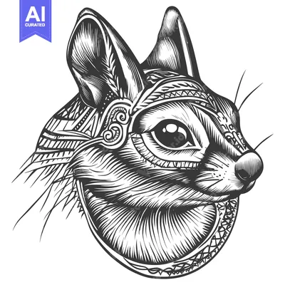 Aset premium populer: Detailed Black and White Illustration of a Squirrel's Head