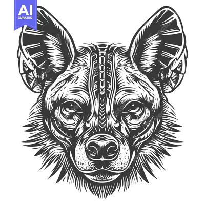 Aset premium populer: Detailed Black and White Illustration of a Wild Dog's Head
