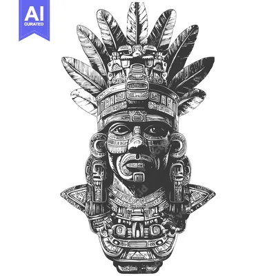 Popular premium asset: Detailed Engraving of an Ancient Mayan Deity with a Feather Headdress