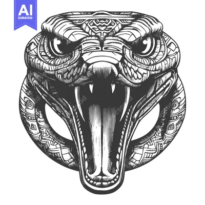 Popular premium asset: Detailed Hand-Drawn Illustration of a Cobra Snake's Head with Open Mou