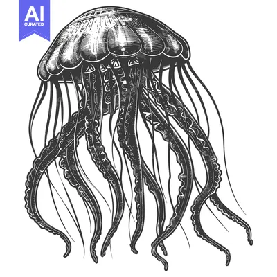 Premium design asset: Detailed Hand-Drawn Illustration of a Jellyfish