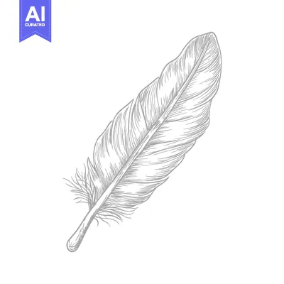 Aset desain premium: Detailed Hand-Drawn Illustration of a Single Feather