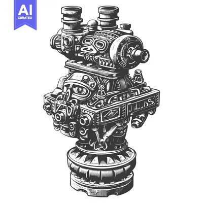 Popular premium asset: Detailed Illustration of a Complex Machine with Intricate Gears and Pi