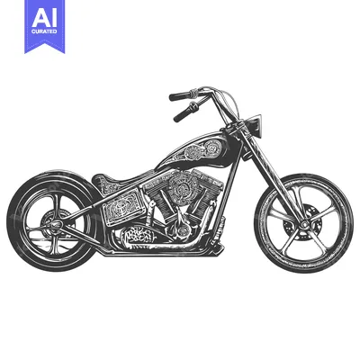 Aset premium populer: Detailed Illustration of a Custom-Built Motorcycle