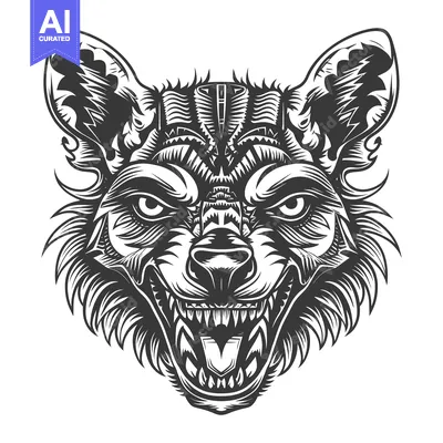 Aset premium populer: Detailed Illustration of a Ferocious Hyena Head