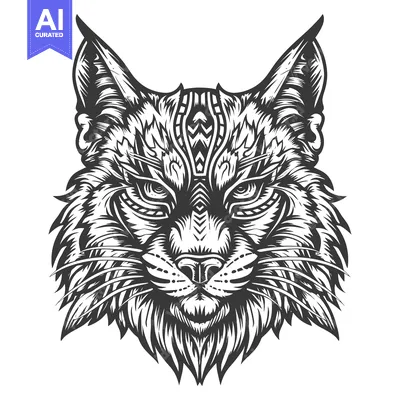 Popular premium asset: Detailed Illustration of a Lynx's Head with Tribal Designs