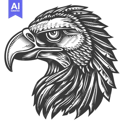 Aset premium populer: Detailed Illustration of an Eagle's Head in Profile