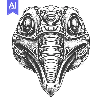 Aset desain premium: Detailed Line Art Drawing of a Stylized Bird Head