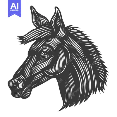 Aset desain premium: Detailed Line Art Illustration of a Donkey's Head