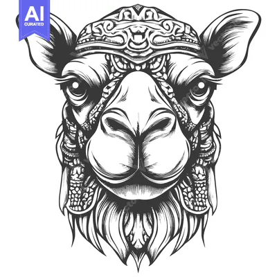 Aset premium populer: Detailed Line Art Portrait of a Camel's Head
