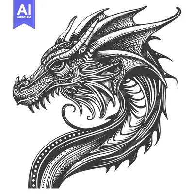 Popular premium asset: Detailed Ornamental Black and White Dragon Head