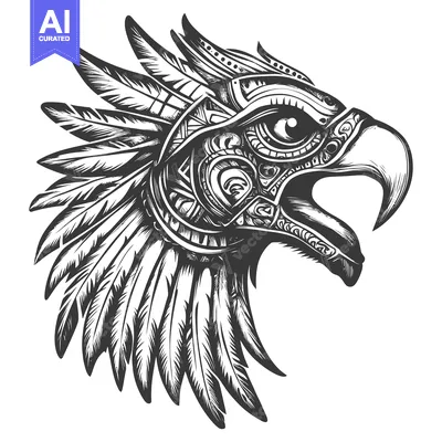 Popular premium asset: Detailed Ornate Black and White Eagle Head with Feathers