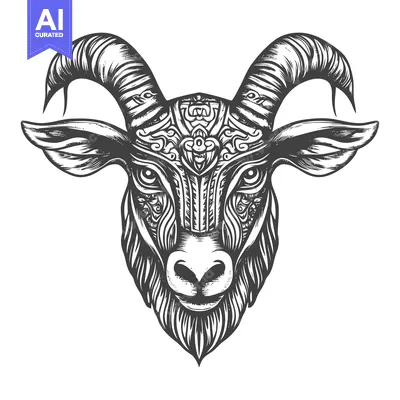 Popular premium asset: Detailed Ornate Illustration of a Goat's Head