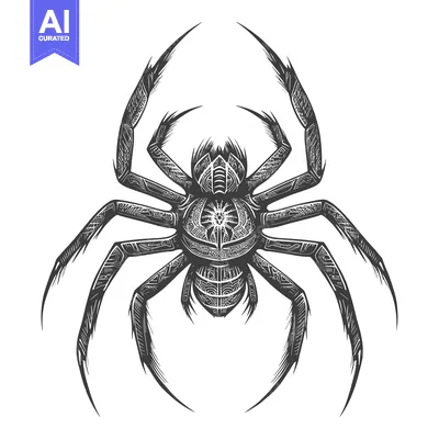 Detailed Ornate Spider Illustration with Intricate Designs