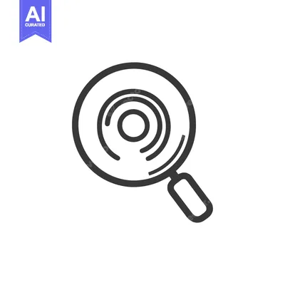 Aset desain premium: Magnifying Glass Icon with Concentric Circles, Search Symbol, Outline