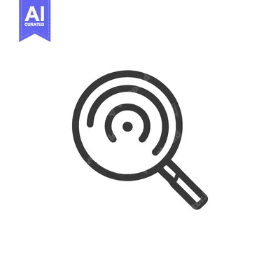 Premium design asset: Simple Line Art: Magnifying Glass with Target Symbol, Search Icon
