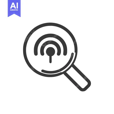 Aset desain premium: Signal Search: Magnifying Glass Icon with Wireless Connection Symbol,