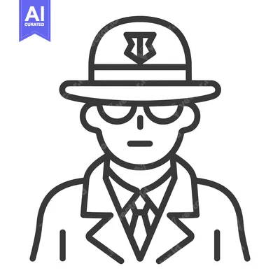 Aset desain premium: A Line Drawing Depicting a Person in Uniform with Sunglasses