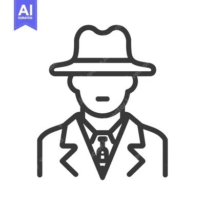 Premium design asset: A simple line art image of a person wearing a fedora