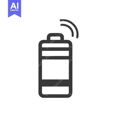 Aset premium populer: Wireless Battery Icon: Modern Black and White Energy Symbol with Signa