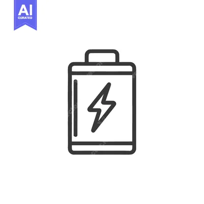 Aset premium populer: Battery Icon with Lightning Bolt, Minimalist Line Art Symbol on White