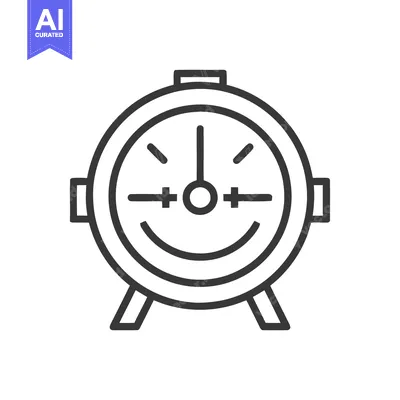 Popular premium asset: Minimalist Alarm Clock Icon with Smiling Face and Linear Design