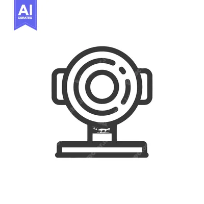 Aset premium populer: Minimalist Webcam Icon: Sleek Design with Circular Lens and Base