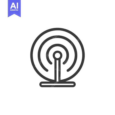 Aset desain premium: Minimalist Antenna Icon: Wireless Communication Symbol in Black and Wh