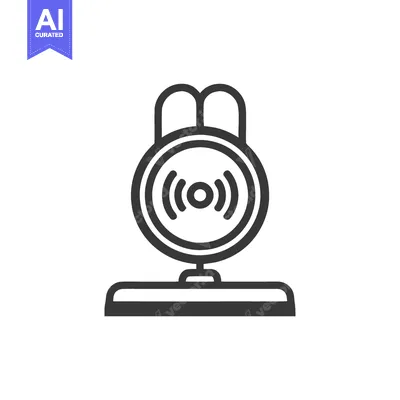 Aset premium populer: Minimalist Smart Home Security Camera Icon with Wireless Signal