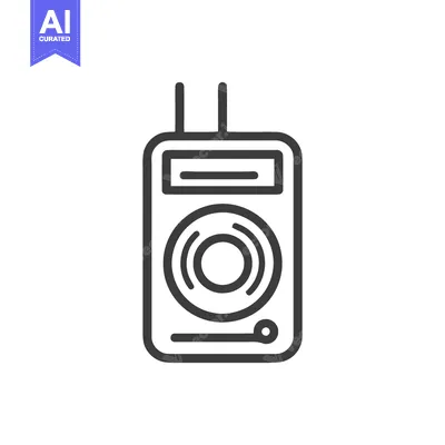 Premium design asset: Minimalist Line Art: Retro Radio Icon with Antenna and Speaker Detail
