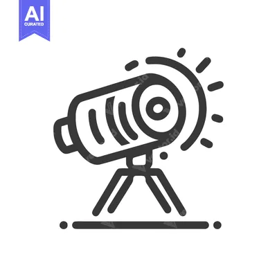Telescope Icon: Detailed Line Art of Astronomical Instrument on Tripod