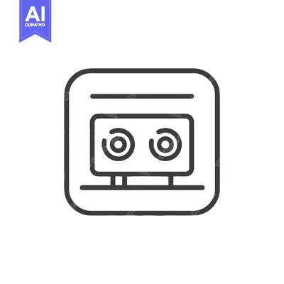 Aset desain premium: Minimalist Line Art: Wall Mounted Speaker with Dual Circular Drivers