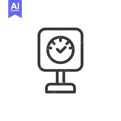Aset desain premium: Minimalist Clock Icon: Square Frame, Checkmark, Time Indication