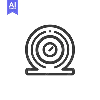 Aset premium populer: Minimalist Webcam Icon: Concentric Circles and Rectangular Base Design