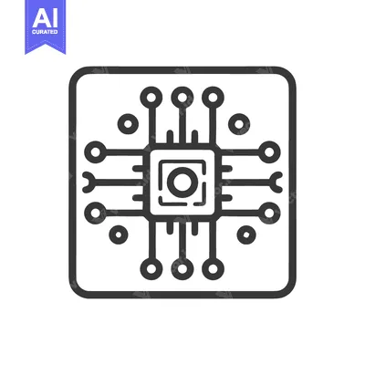 Premium design asset: Minimalist Microchip Icon: Clean Lines, Modern Technology, Square Fram