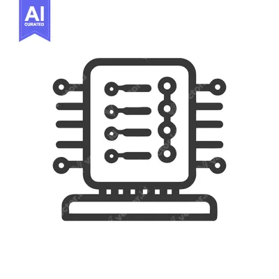 Aset desain premium: Minimalist Microchip Icon: Modern Technology, Circuit Board Design, In