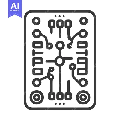 Aset premium populer: Minimalist Circuit Board Icon with Rounded Edges and Geometric Compone