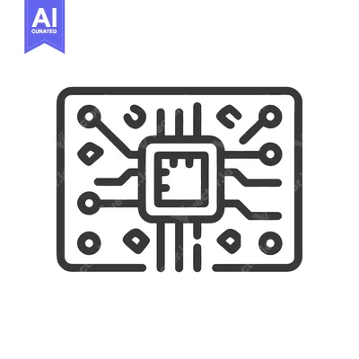 Popular premium asset: Detailed Outline of a Microchip with Circuitry on White Background