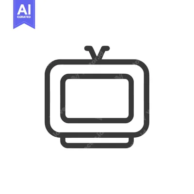 Aset desain premium: Retro Television Icon: Minimalist Outline Design on White Background