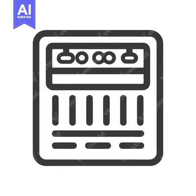 Aset desain premium: Isolated Dark Gray Icon of Vintage Synthesizer with Rounded Edges