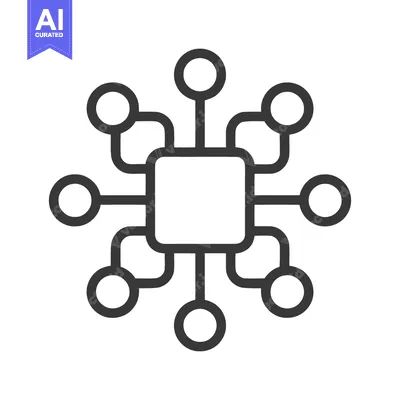Popular premium asset: Centralized Network Icon: Square Hub with Circular Nodes, Minimalist D