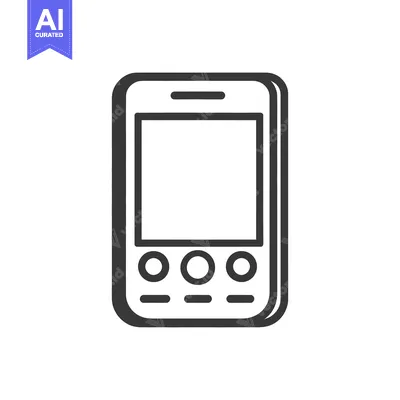 Aset desain premium: A simplistic vector outline depiction of a mobile communication device