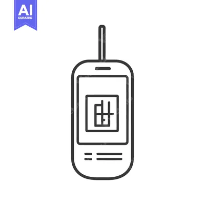 Aset desain premium: A simple outlined illustration of a portable cellular telephone device