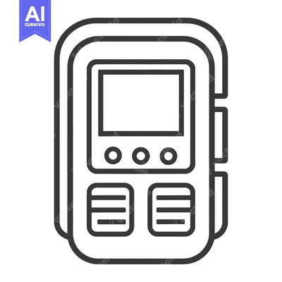 Aset desain premium: A simplified black and white illustration of a portable electronic dev